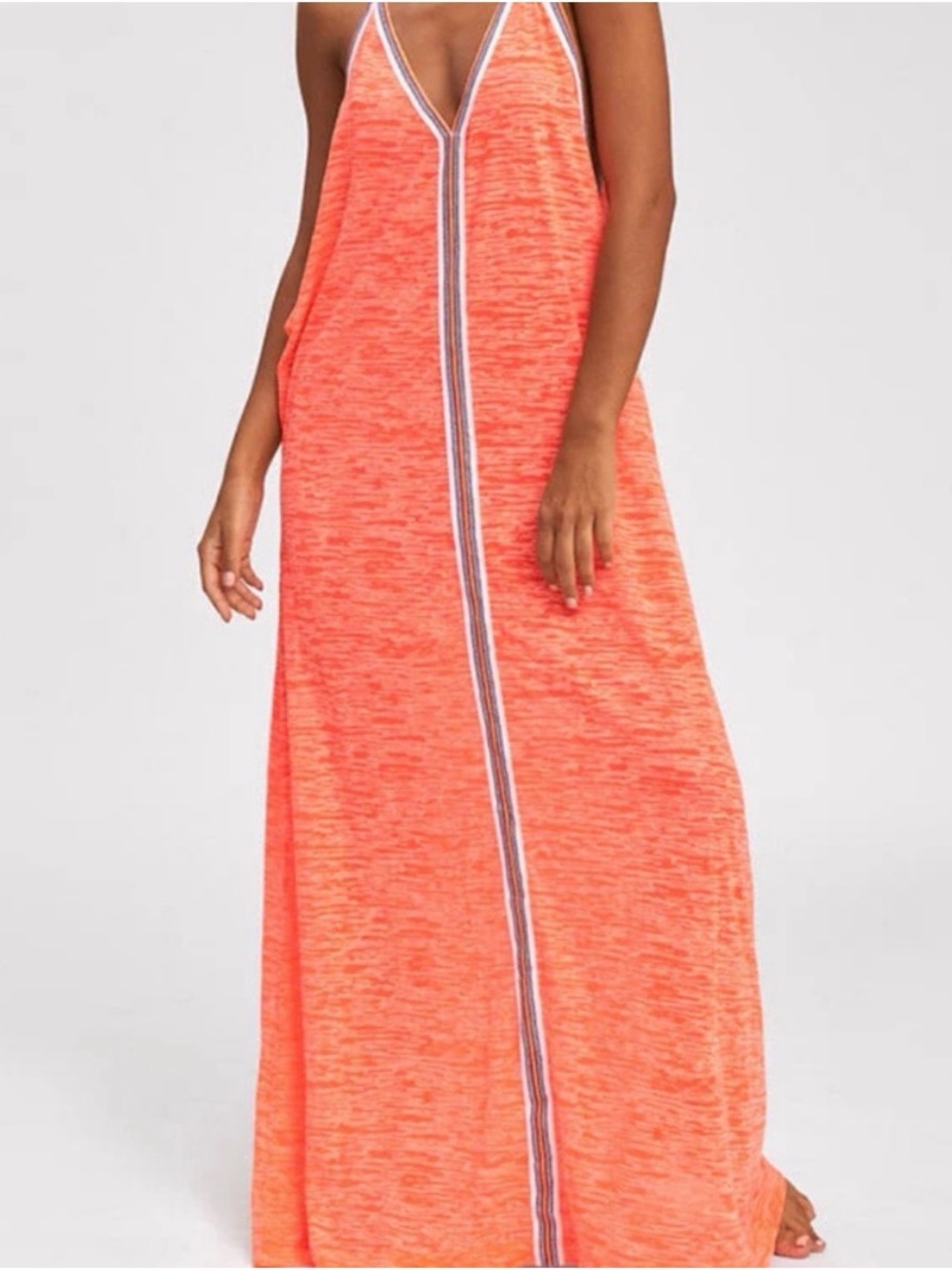 Pitusa Neon Orange V-Neck Maxi Swim Coverup